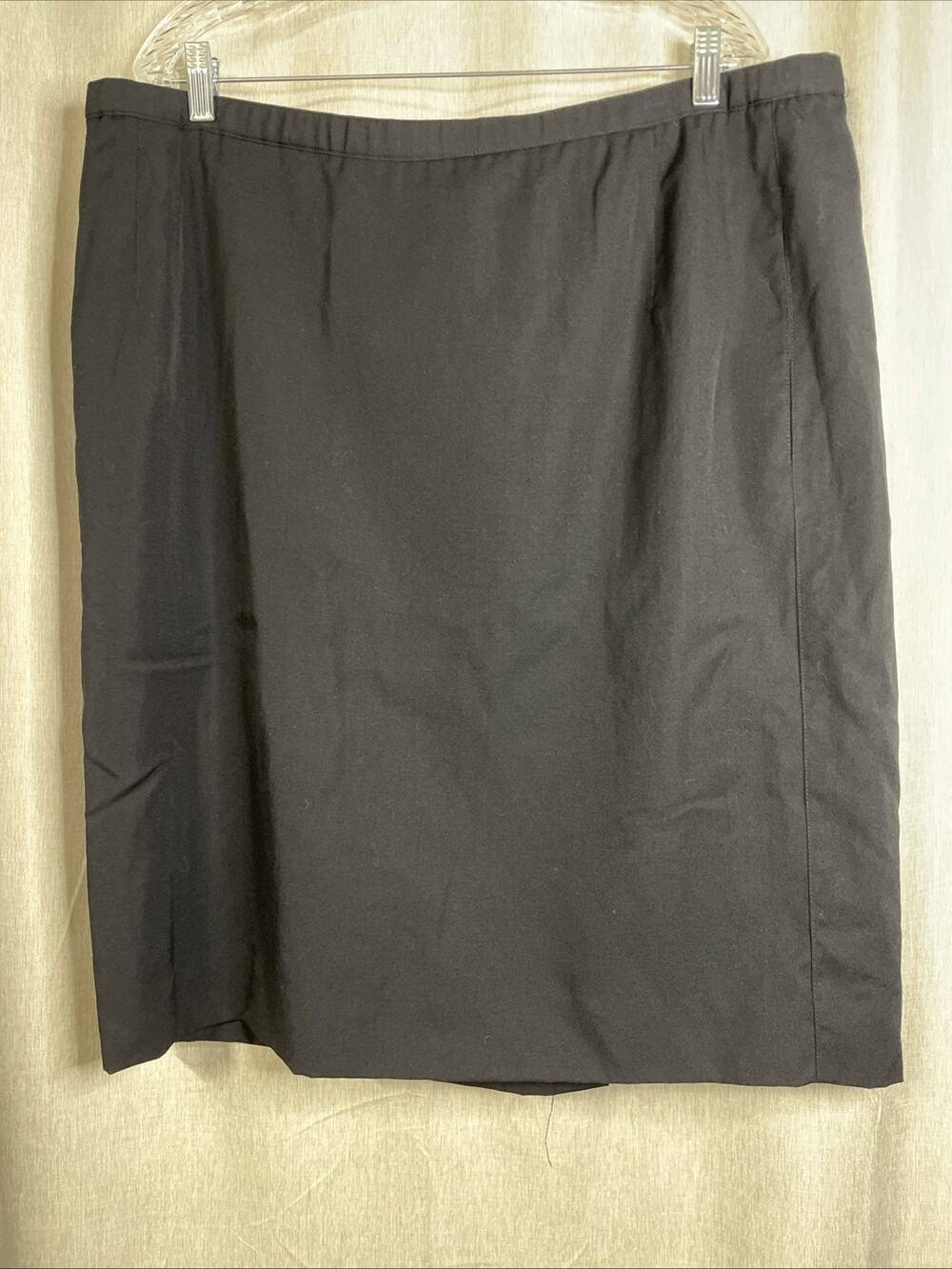 VTG Elizabeth Liz Claiborne Lined Black Pencil Skirt - 100% Wool w/Pockets Sz 18